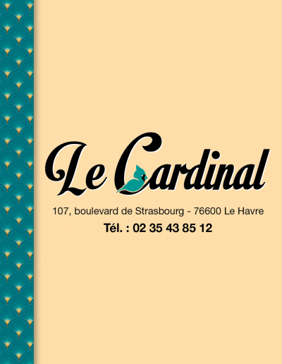 Carte restaurant Le Cardinal Le Havre boulevard de Strasbourg